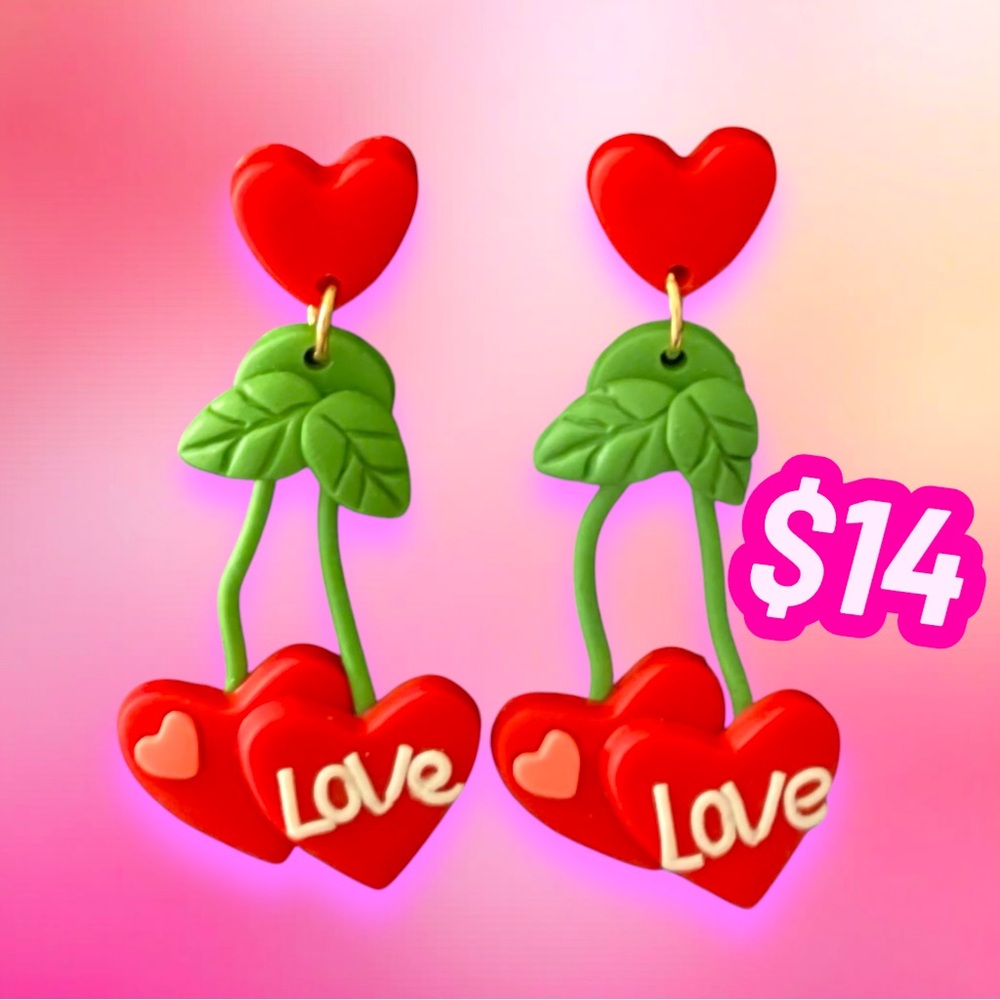 Sweet Love Cherry Valentine’s Day Womens Earrings Valentine Heart Jewelry Women